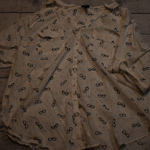 Torrid Leopard Print Glasses 3/4 Sleeve Blouse, Size 3, Size 3x, Size 22-24